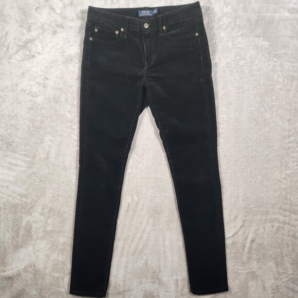 Polo Ralph Lauren Corduroy Stretchy Slim Pants Black Women's Size 10 - Picture 1 of 14